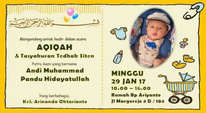 7 Contoh  Desain  Undangan  Aqiqah  Beserta Tulisan dan Do a