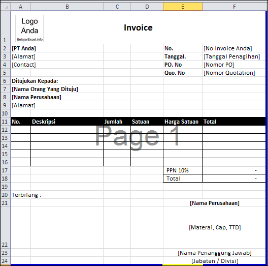 7+ Contoh Invoice / Faktur Tagihan yang Sederhana Beserta Formatnya