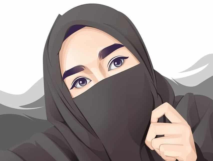 30+ Gambar Kartun Muslimah Bercadar, Syari, Cantik, Lucu (Terbaru)