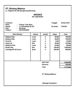 Contoh Invoice Faktur Tagihan Yang Sederhana Beserta Formatnya