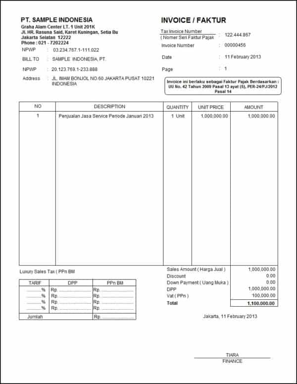 7 Contoh Invoice Faktur Tagihan Yang Sederhana Beserta Formatnya 4270